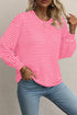 Stripe Round Neck Drop Shoulder Long Sleeve Top